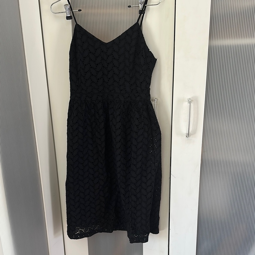 LOFT Black eyelet Midi Dress